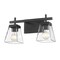 Z-Lite Lauren Vanity, 2-Light, 16 In.W x 6.5 In.L x 8.5 In.H, Matte Black/Clear 819-2V-MB - alternate 2